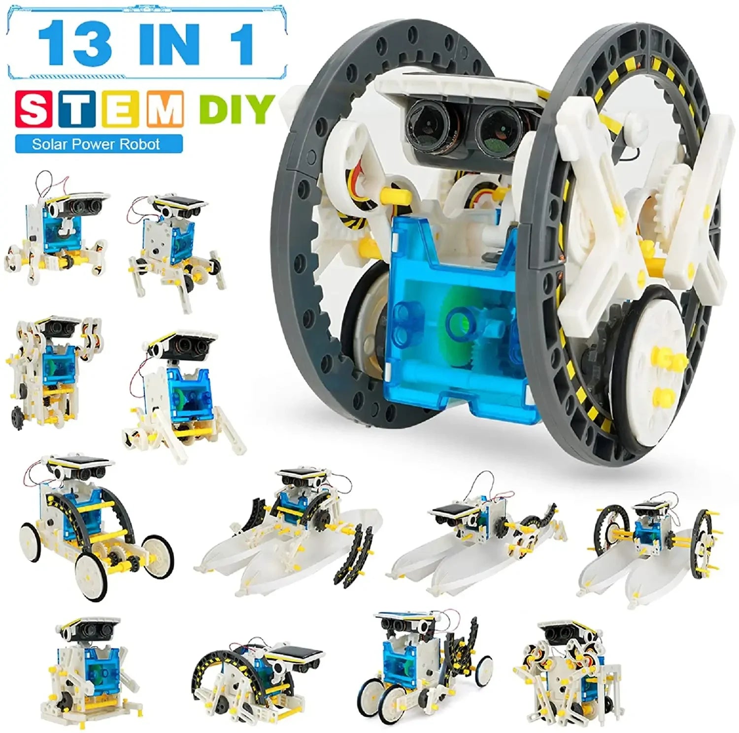 STEM 13-in-1 Solar Educational Robot Kit Toys - Powered by The Solar Energy - Building Kit DIY Assembly Battery Operated Robotic Set - for Kids, Children