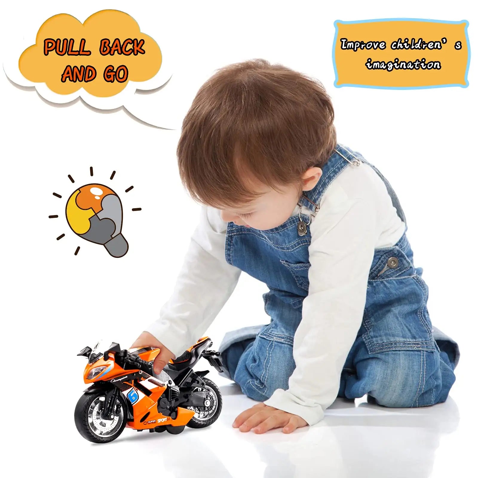 Motorcycle Model 1:14 Diecast Toy Scale light and sound Gift Collection Pull Back Metal Simulation Collection Motor