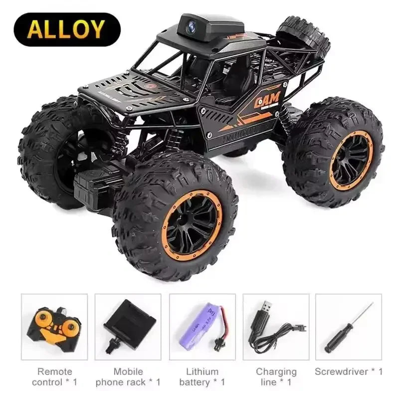 Remote Control Car With 720P Hd Fpv Wifi Camera 2.4Ghz 1:18 Scale High Speed Alloy Off Road Rock Crawler Car Fast Racing Vehicle Electric Hobby Toy Car Climbing Rc Car