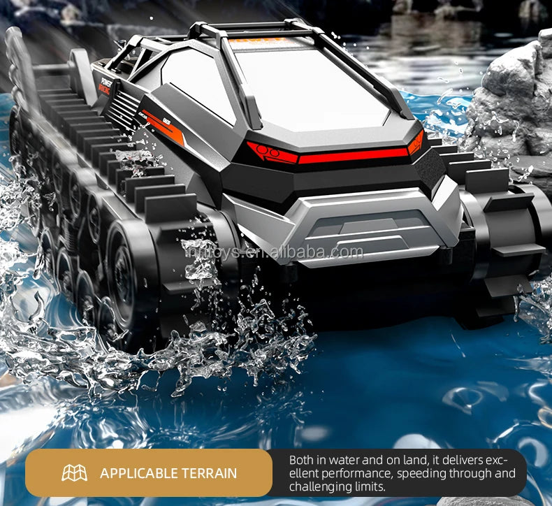 Tracked All-Terrain Marine Armored 2.4G Remote Control Vehicle 40m Off-Road Climbing Dual Water Land Tank Made of Durable Metal