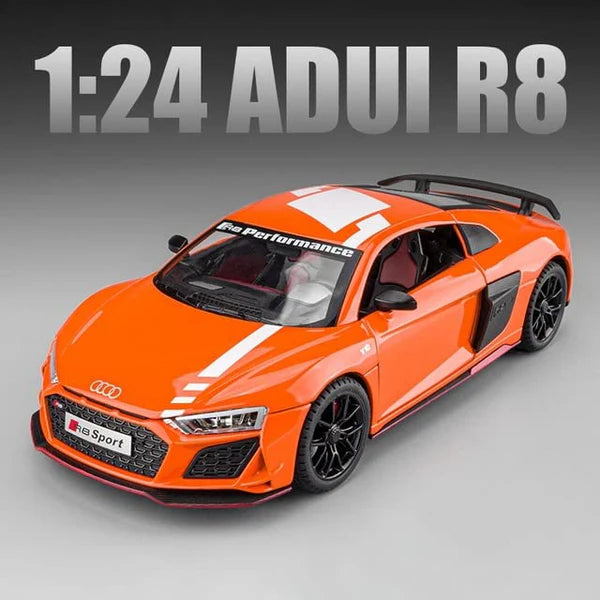 AUDI R8 V10 1:24 DIECAST METAL TOY CAR (MULTICOLOUR :-GREEN, BLACK, ORANGE, RED)