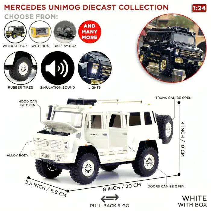 MERCEDES-BENZ UNIMOG 1:24 DIECAST METAL TOY CAR (MULTICOLOUR PACK OF 1)