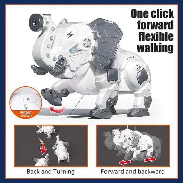 Remote Control Elephant Toy with Light and Music, Realistic Sound Effects, Suitable for Children and Adults