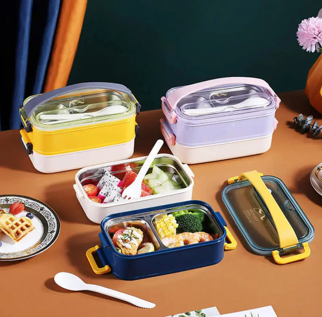 Double Delight - Bento Stainless Steel Lunch box with Handle