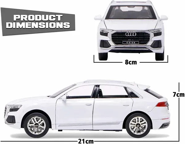 Audi Q8 1:24 Diecast Metal Toy Car Openable Doors Light Sound Multicolour (Pack Of 1)