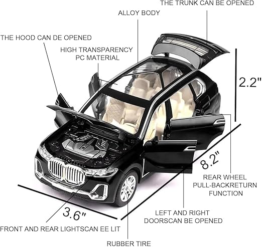 BMW X7 1:24 Die Cast Metal Toy Car Light And Sound For Kid (Multi Color,Pack Of 1)