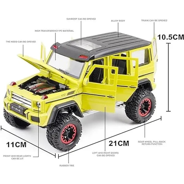 Mercedes AMG G500 4X4 1:24 Diecast Metal Car (Multicolour :- Black, White, Yellow) [Size : 21Cm*11Cm*10Cm]