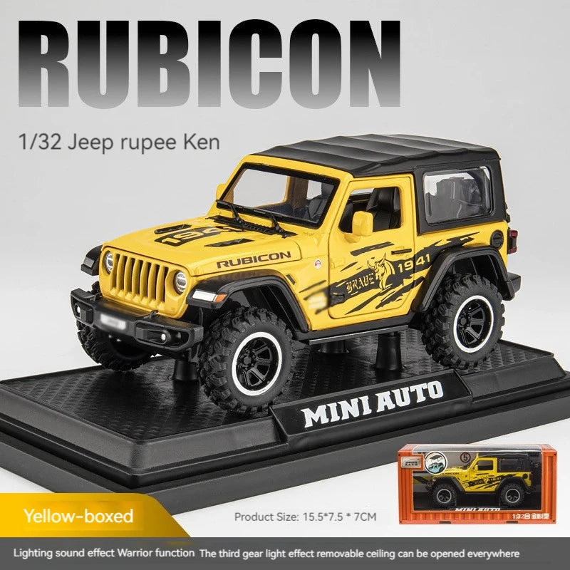 JEEP WRANGLER RUBICON 1:32 DIECAST METAL TOY CAR (MULTICOLOUR :-BLACK, YELLOW,  SKYBLUE, GREEN)