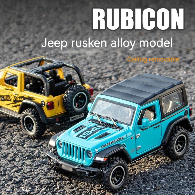 JEEP WRANGLER RUBICON 1:32 DIECAST METAL TOY CAR (MULTICOLOUR :-BLACK, YELLOW,  SKYBLUE, GREEN)