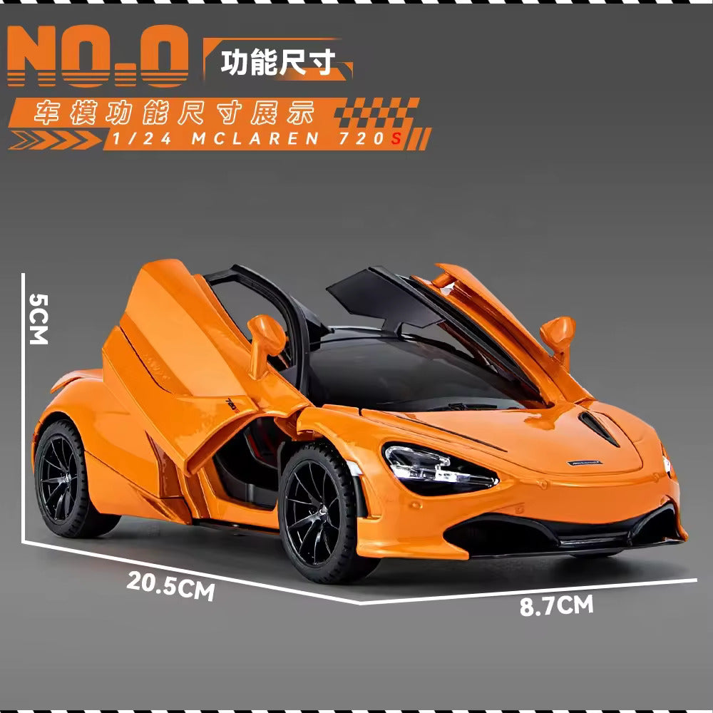 MC LAREN 1:24 DIECAST METAL TOY CAR WITH OPENABLE DOORS & LIGHT, MUSIC BOYS CAR FOR KIDS BEST TOYS GIFTS TOYS FOR KIDS [SIZE:-22CM*9CM*7CM]【 MULTICOLOR 】