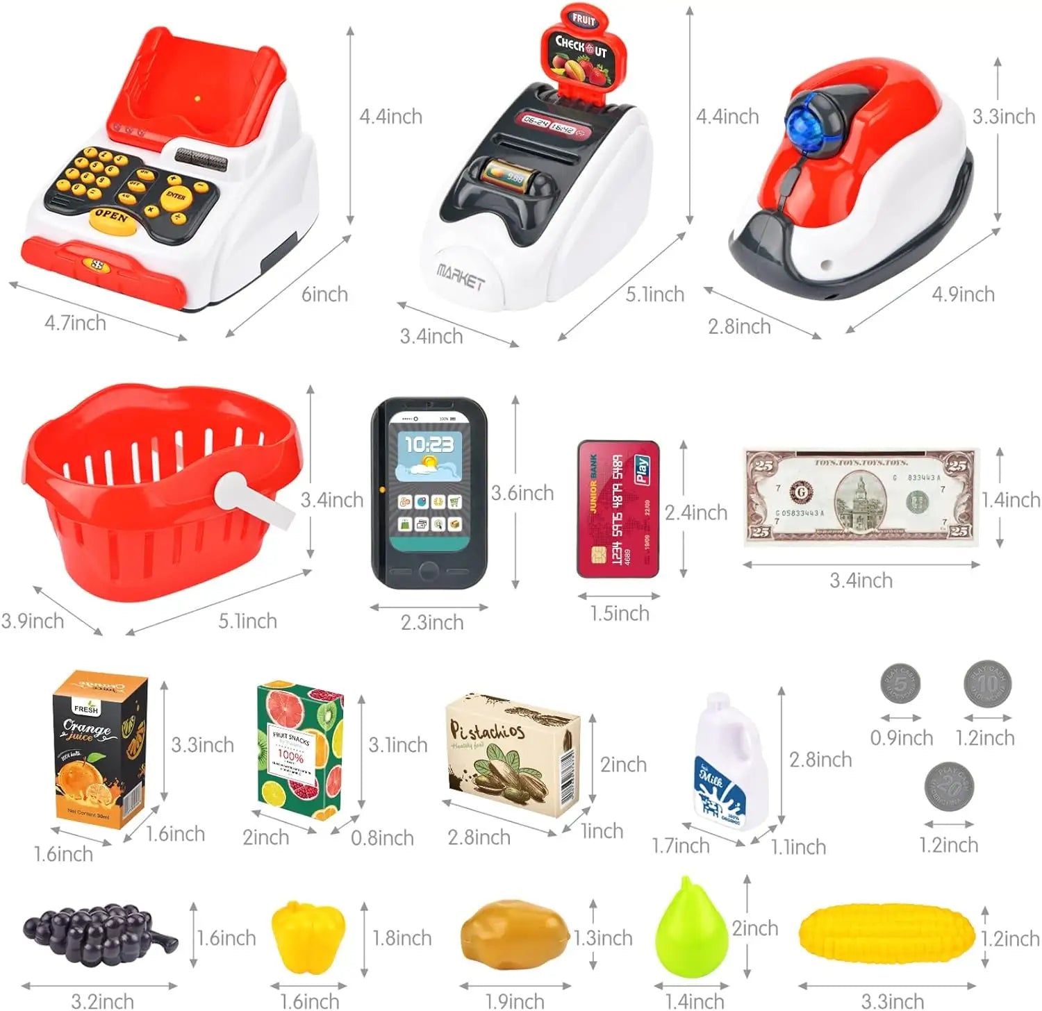 Famous Quality Toy Cash Register for Kids with Checkout Scanner, and Food Shopping Play Money and Food Shopping Play Set (Pack of 1 Set)