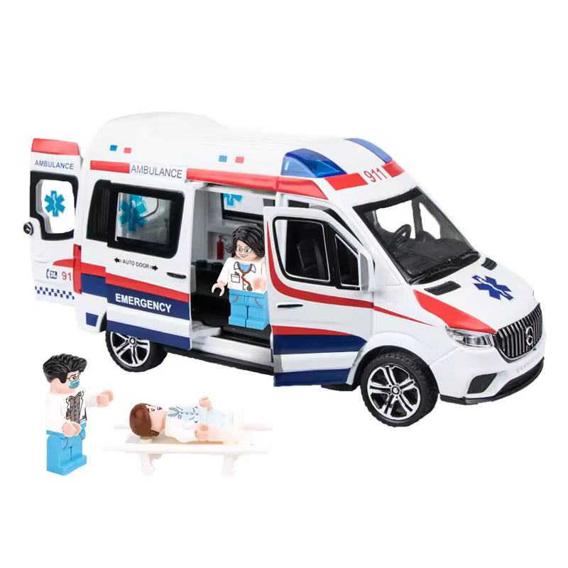 Mercedes Benz  Ambulance Van 1:24 Diecast Metal Toy Car for Kids Friction Powered Vehicle with Lights & Sound Kids Emergency Van City Service Push n Go Vehicles (Ambulance)