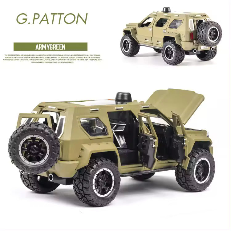 G Patton 1:24 Diecast Metal Toy Car Openable Door and Sound Light, Gifts Toys for Kids (Multicolor, Pack Of1)