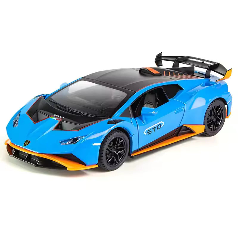 Lamborghini Huracan STO 1:24 Diecast Metal Toy Car Openable Door and Sound Light, Gifts Toys for Kids (Multicolor, Pack Of1) [Size : ‎21.5 Cm*9 Cm*5.5Cm]