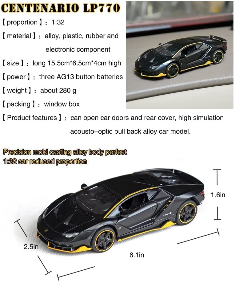 Lamborghini 1:32 DieCast Metal Toy Car Light & Sound  (Multicolor, Pack Of: 1)