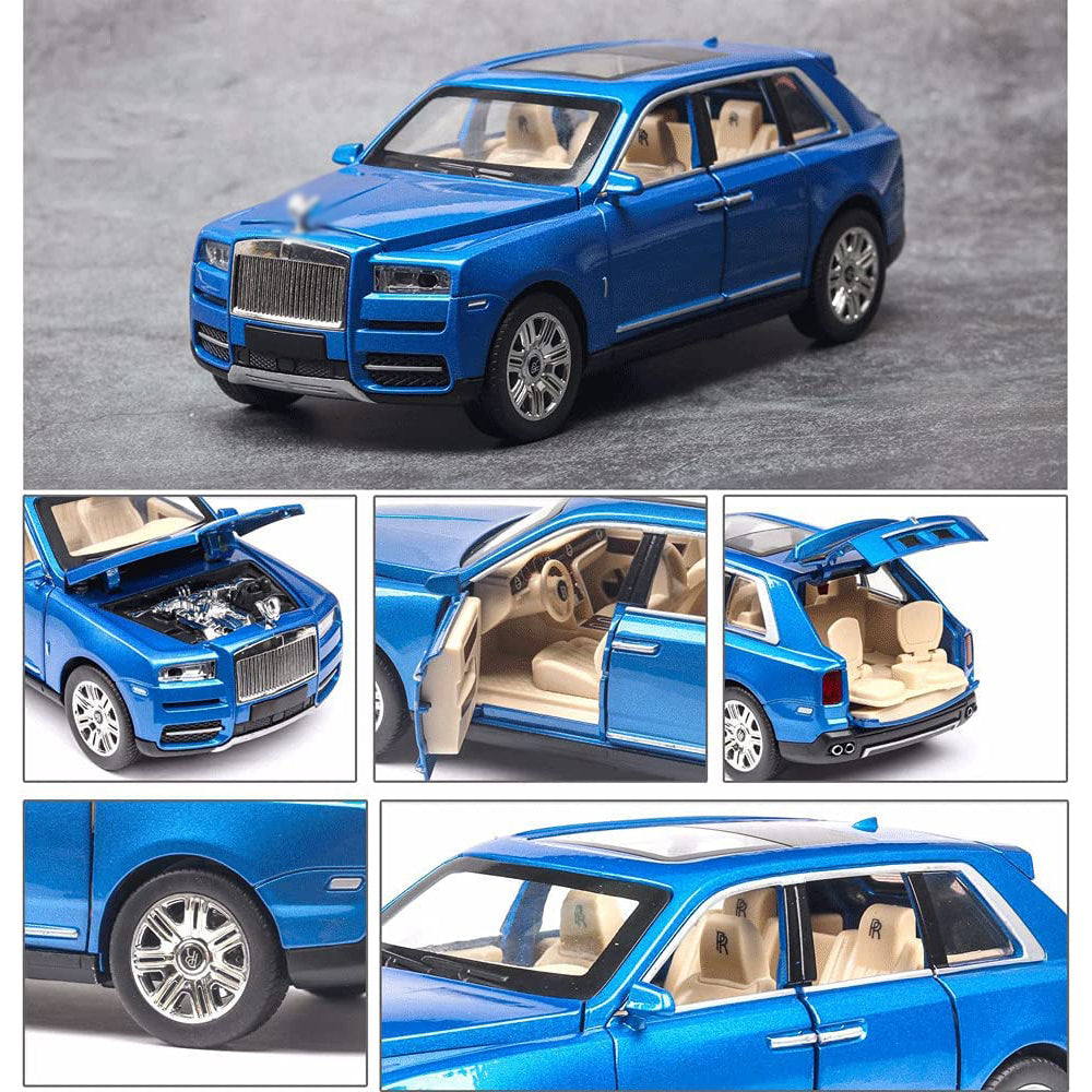 Rolls Royce Cullinan 1:24 Die Cast Metal Toy Car Light And Sound For Kids (Black, Red, Blue, Pack Of 1)