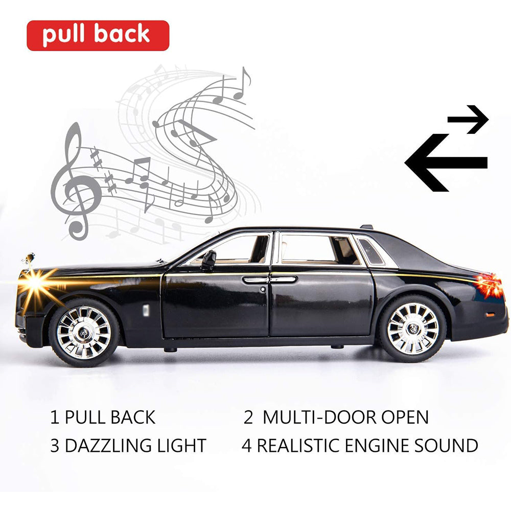 Rolls Royce Phantom 1:32 Diecast Metal Toy Car For Kid Sound And Light (Multicolour :- Black, White, Silver)