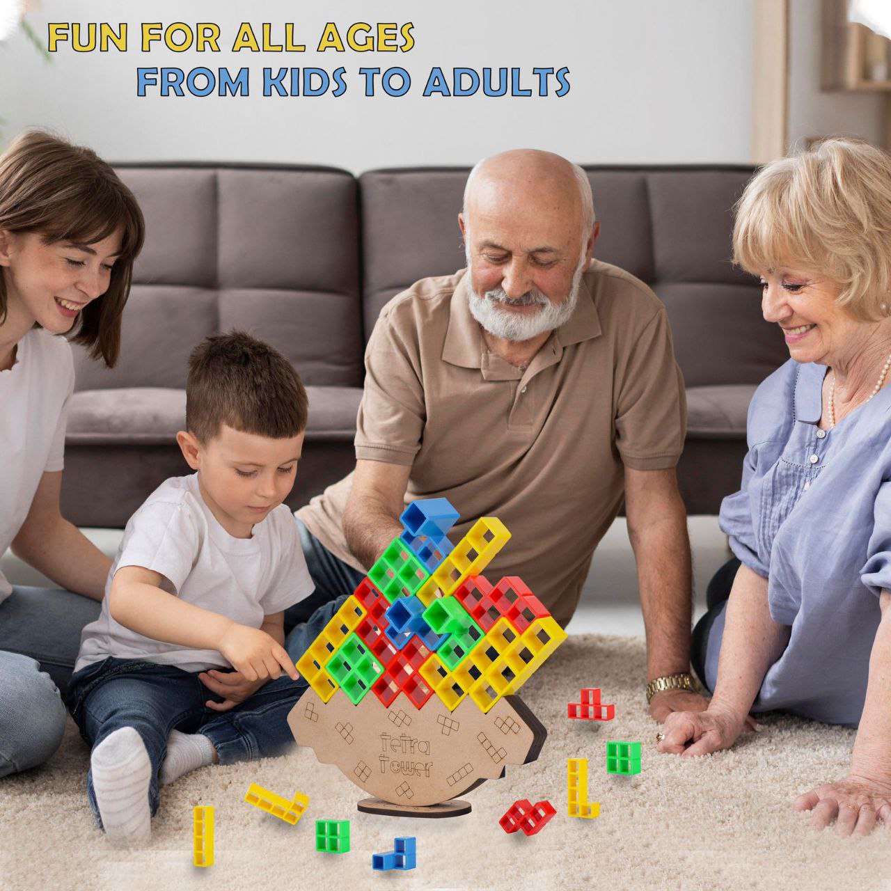 Tetra Tower Balancing Stacking Toys, 16 PCS Board Games for Kids