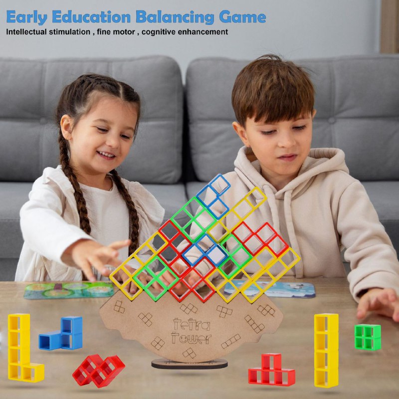 Tetra Tower Balancing Stacking Toys, 16 PCS Board Games for Kids