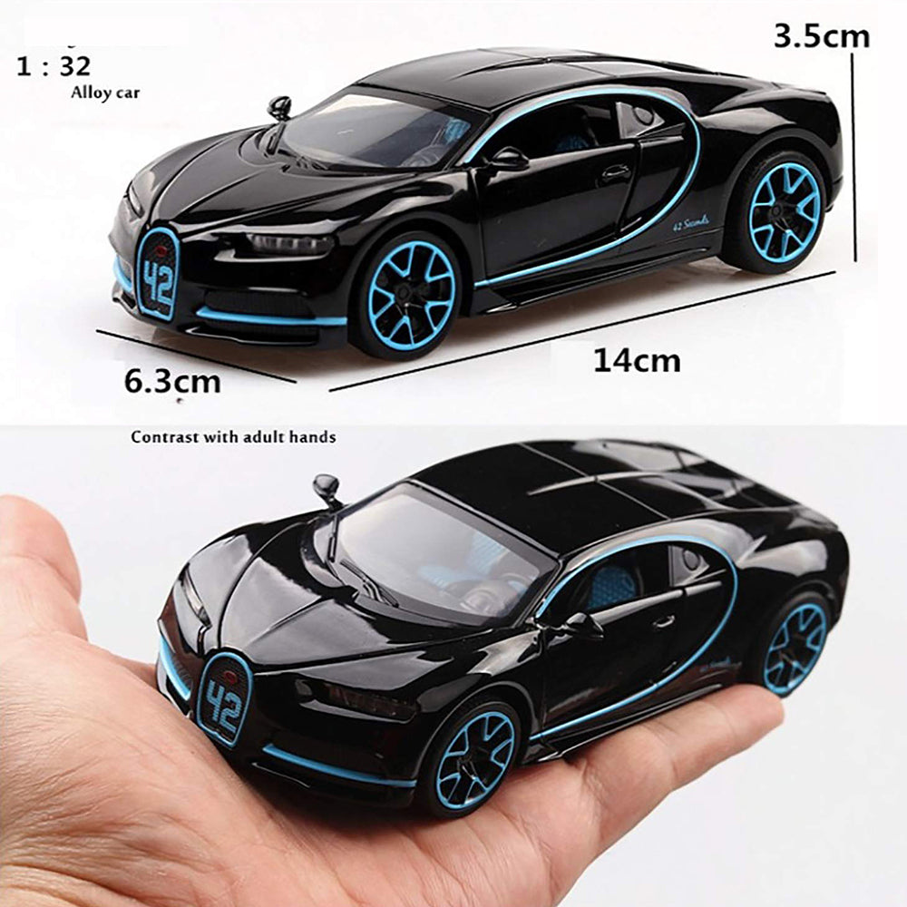 Bugatti Chiron 1:32 DieCast Alloy Metal Luxury Toy Car ( Multicolour :- Black, Blue, Red)