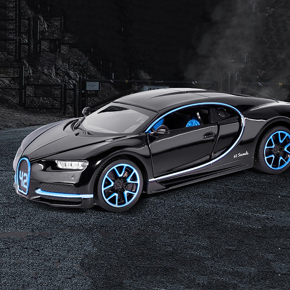 Bugatti Chiron 1:32 DieCast Alloy Metal Luxury Toy Car ( Multicolour :- Black, Blue, Red)