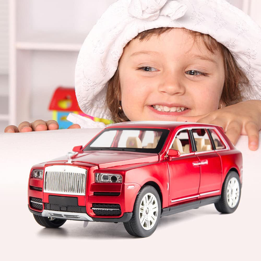 Rolls Royce Cullinan 1:24 Die Cast Metal Toy Car Light And Sound For Kids (Black, Red, Blue, Pack Of 1)