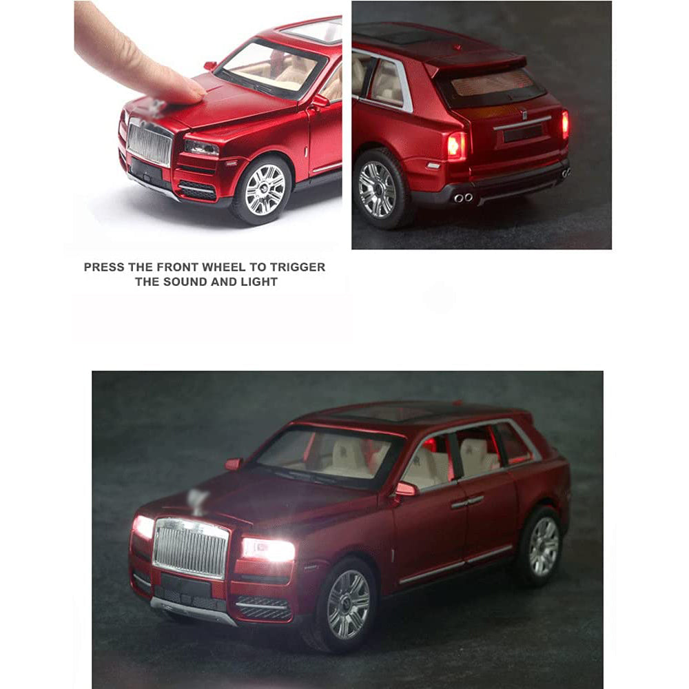 Rolls Royce Cullinan 1:24 Die Cast Metal Toy Car Light And Sound For Kids (Black, Red, Blue, Pack Of 1)