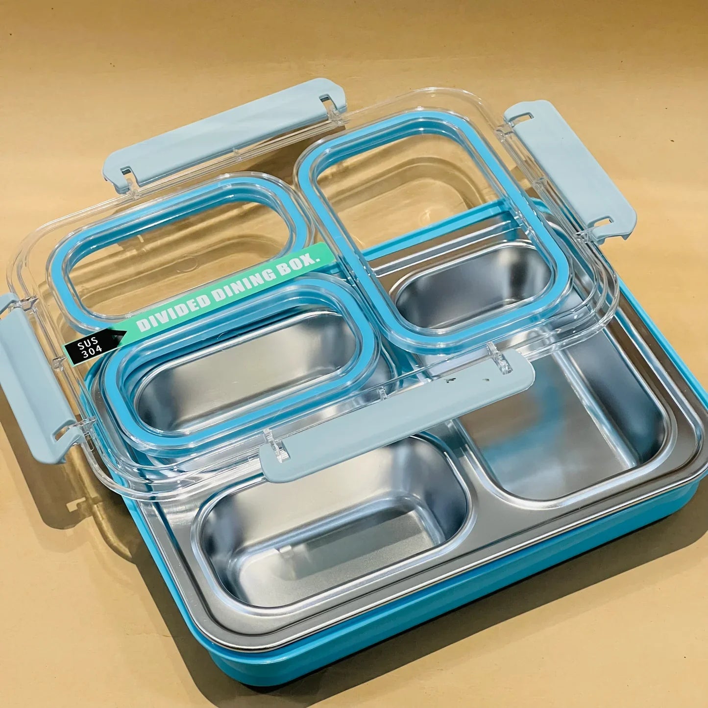 Big Bento Buddy - 100% Spill Proof Stainless Steel Tiffin Lunch Box with 3 Removable Compartment for School Office Bpa-Free & Dishwasher Safe