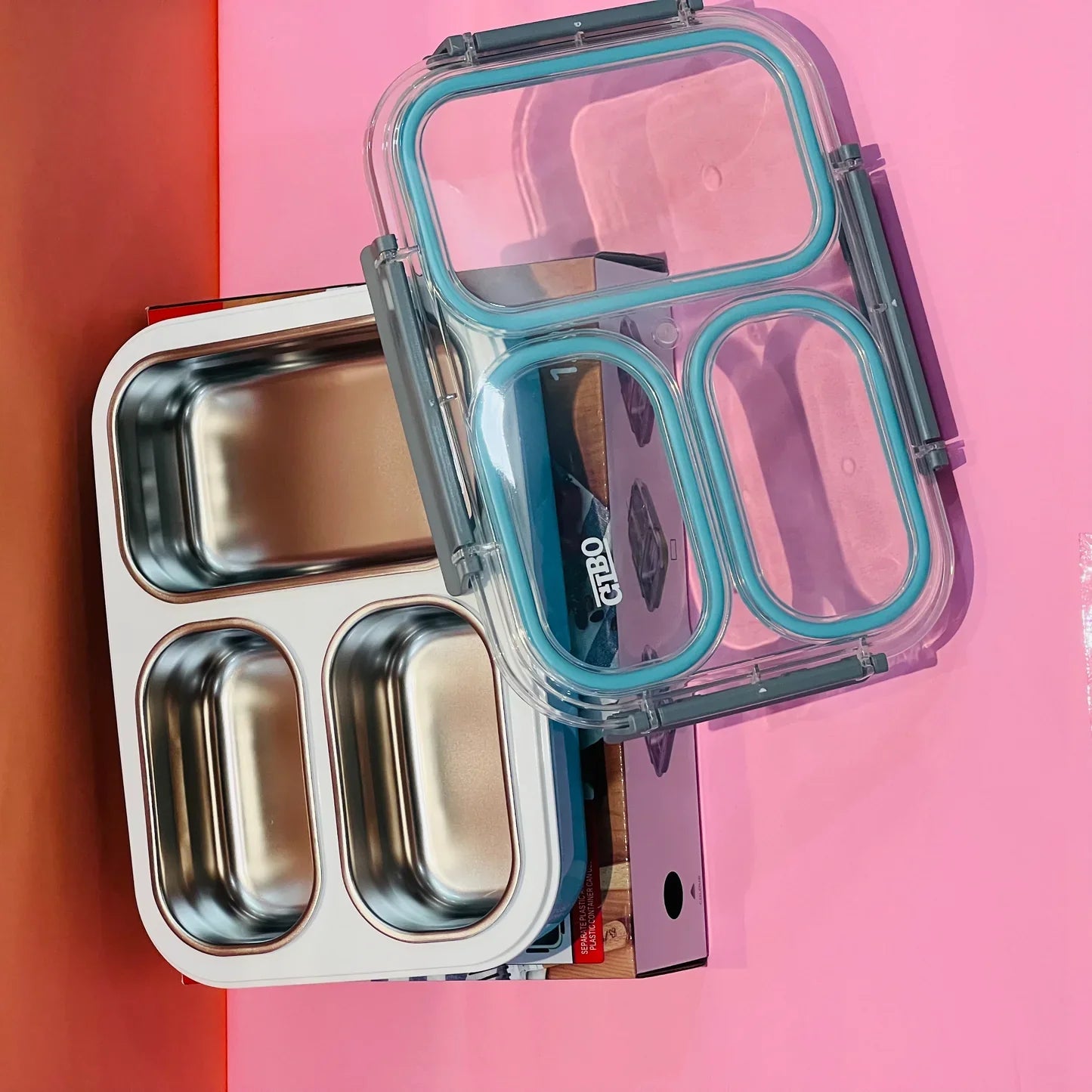 3 compartment Lunchbox  for Adults/Teenegers Tiffin Box, Snacks Box with removable inner bowls