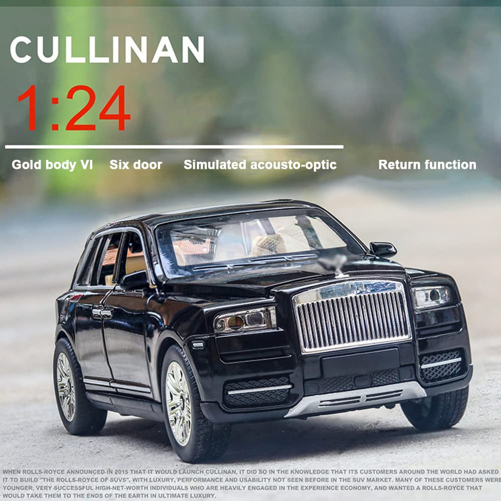 Rolls Royce Cullinan 1:24 Die Cast Metal Toy Car Light And Sound For Kids (Black, Red, Blue, Pack Of 1)