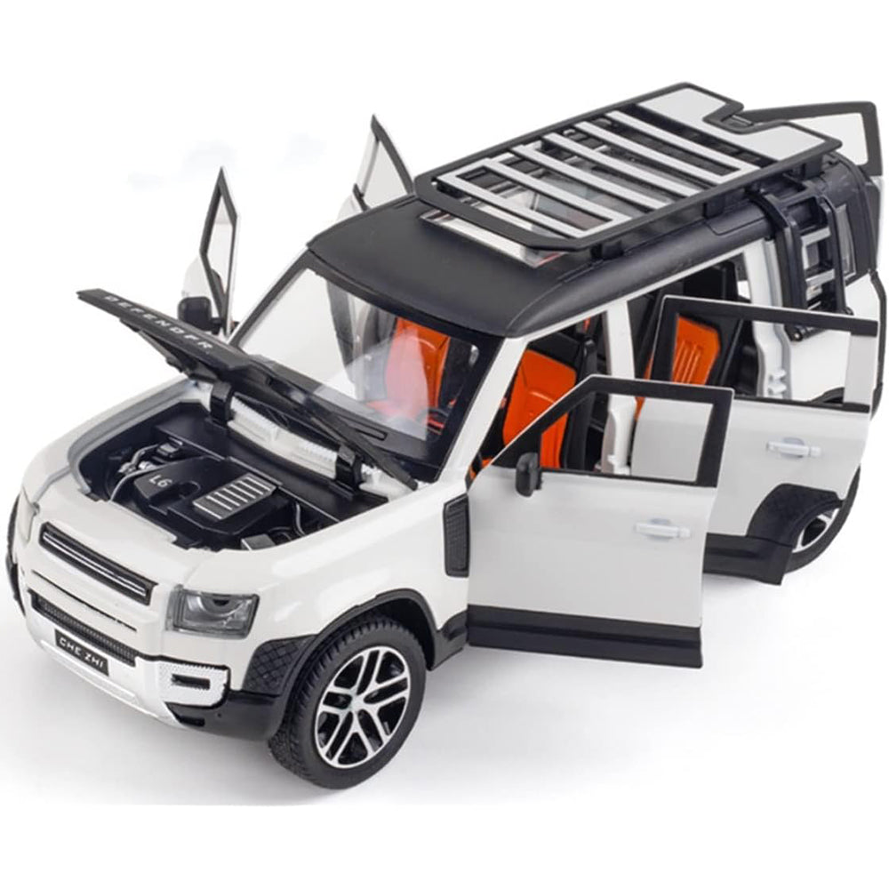 Defender Land Rover 1:24 Die Cast Metal Toy Car Light & Sound (Multicolour :- Green, White, Silver) (Pack Of1)