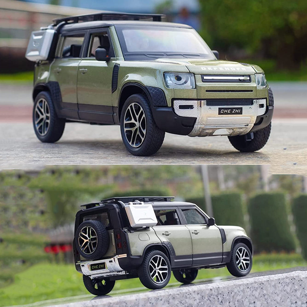 Defender Land Rover 1:24 Die Cast Metal Toy Car Light & Sound (Multicolour :- Green, White, Silver) (Pack Of1)