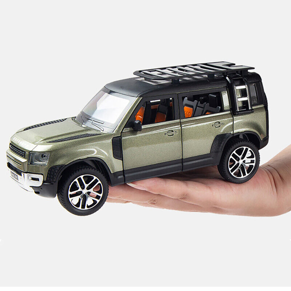 Defender Land Rover 1:24 Die Cast Metal Toy Car Light & Sound (Multicolour :- Green, White, Silver) (Pack Of1)