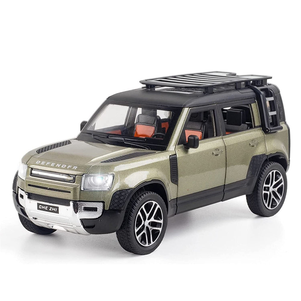 Defender Land Rover 1:24 Die Cast Metal Toy Car Light & Sound (Multicolour :- Green, White, Silver) (Pack Of1)