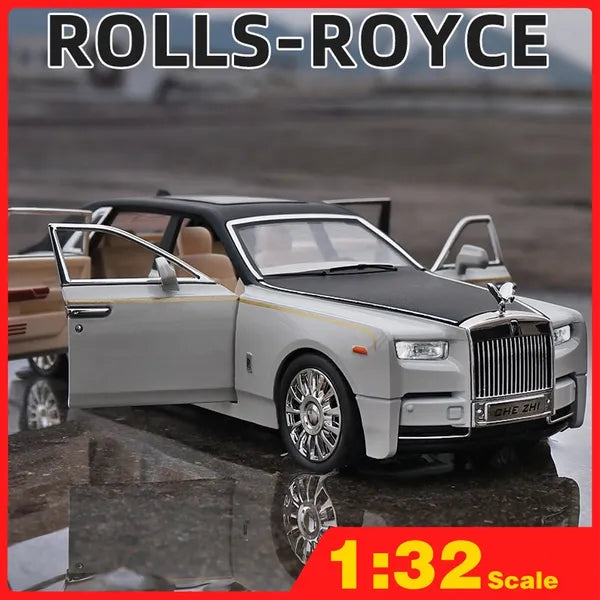 Rolls Royce Phantom 1:32 Diecast Metal Toy Car For Kid Sound And Light (Multicolour :- Black, White, Silver)